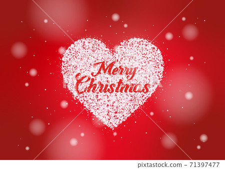 Christmas message white Christmas snow heart red background Christmas message white Christmas snow heart red background 71397477