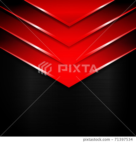 Abstract red metal arrow overlapping on metal background texture. 71397534