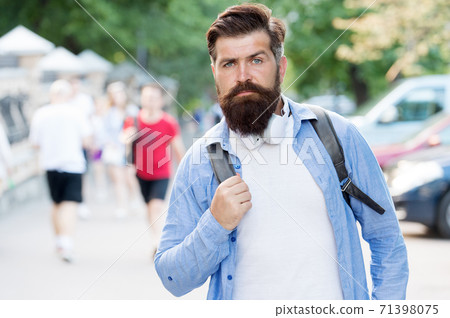 Born to be hipster. Brutal hipster travel urban outdoors. 71398075