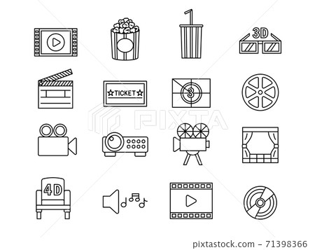 Movie cinema icon set line art 71398366