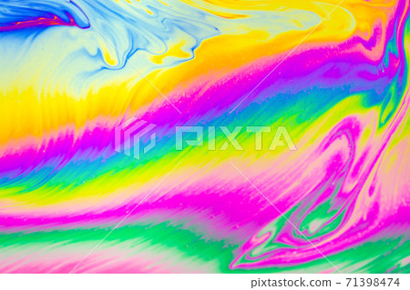 Psychedelic multicolored patterns background. Photo macro shot of soap bubbles Psychedelic multicolored patterns background. Photo macro shot of soap bubbles 71398474