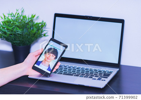 Face recognition security eKYC DX [Image of digitization of authentication] 71399902