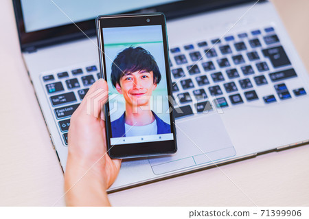 Face recognition security eKYC DX [Image of digitization of authentication] 71399906