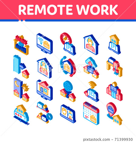 Remote Work Freelance Isometric Icons Set Vector - Stock Illustration ...