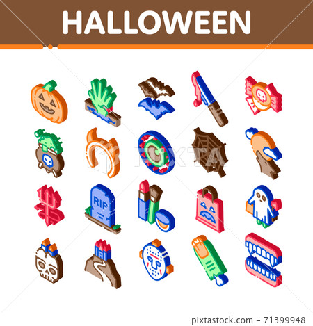 Halloween Celebration Isometric Icons Set Vector Halloween Celebration Isometric Icons Set Vector 71399948