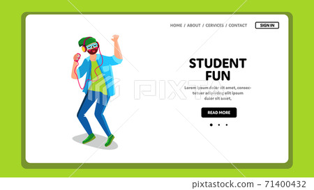 Student Fun Listening Music And Dancing Vector 71400432