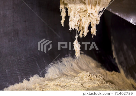Knead dough at the factory. 71402789