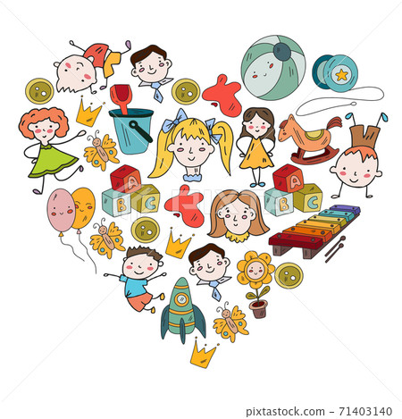 Kindergarten and toys. Little children game. Kids playground. Education, creativity, imagination. Kindergarten and toys. Little children game. Kids playground. Education, creativity, imagination. 71403140