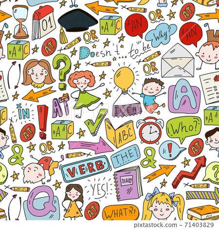 Concept of learning English. Flat design, vector pattern. 71403829