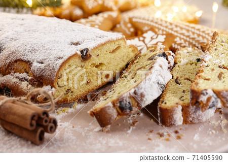 Traditional Christmas stollen dessert 71405590