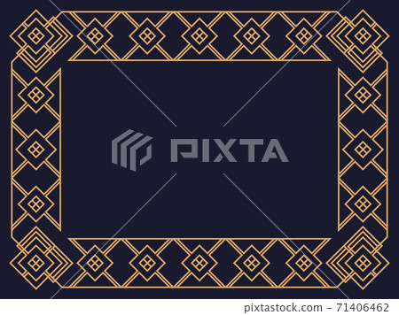 Art deco frame. Vintage linear border. Design a template for invitations, leaflets and greeting cards. The style of the 1920s - 1930s. Vector illustration 71406462