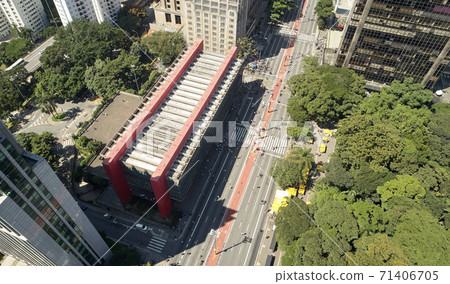 Aerial view of MASP museum in Sao Paulo city, 71406705