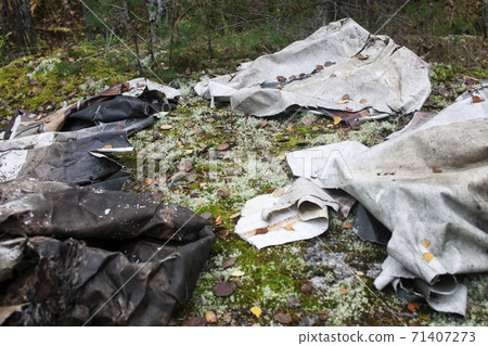 big amount of trash in forest, global environment issues big amount of trash in forest, global environment issues 71407273