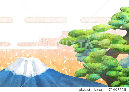 Illustration of pine and Mt. Fuji, New Year's card size Illustration of pine and Mt. Fuji, New Year's card size 71407336