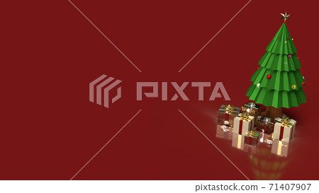 The Christmas tree and gift boxes for holiday content 3d rendering.. The Christmas tree and gift boxes for holiday content 3d rendering.. 71407907