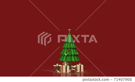 The Christmas tree and gift boxes for holiday... - Stock Illustration ...