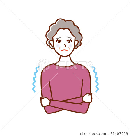Elderly woman with chills Elderly woman with chills 71407999