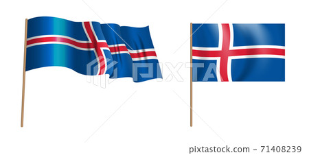 colorful naturalistic waving Island flag. Vector Illustration colorful naturalistic waving Island flag. Vector Illustration 71408239