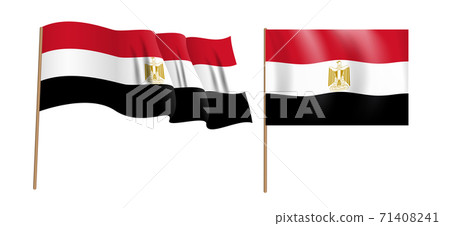 colorful naturalistic waving flag of the Arab Republic of Egypt. Vector Illustration 71408241