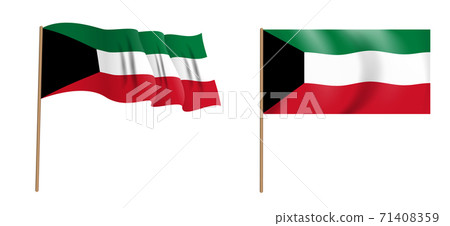 colorful naturalistic waving flag of the State of Kuwait. Vector Illustration colorful naturalistic waving flag of the State of Kuwait. Vector Illustration 71408359
