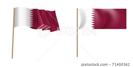 colorful naturalistic waving flag of the State of Qatar. Vector Illustration 71408362