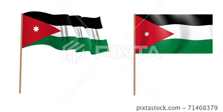 colorful naturalistic waving flag of the Hashemite Kingdom of Jordan. Vector Illustration 71408379