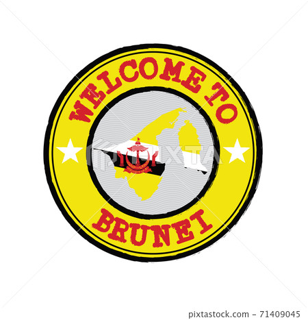 Vector stamp of welcome to Brunei Darussalam with map outline of the nation in center. Vector stamp of welcome to Brunei Darussalam with map outline of the nation in center. 71409045