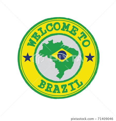 Vector stamp of welcome to Brazil with map outline of the nation in center. Vector stamp of welcome to Brazil with map outline of the nation in center. 71409046