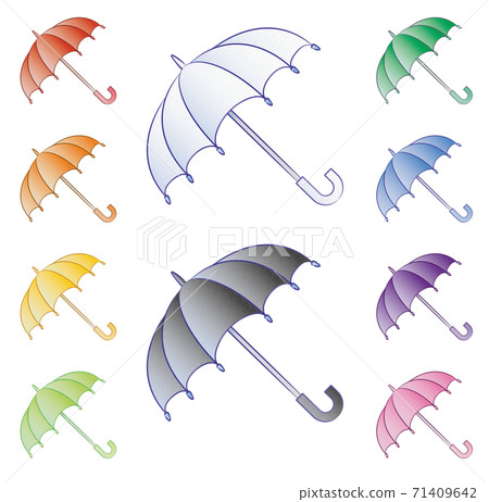 彩虹色雨傘背景透明圖像 71409642