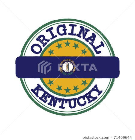 Vector Stamp of Original logo and Tying in the middle with Kentucky flag, the states of America. Vector Stamp of Original logo and Tying in the middle with Kentucky flag, the states of America. 71409644