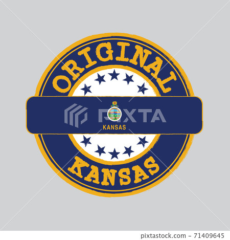 Vector Stamp of Original logo and Tying in the middle with Kansas flag, the states of America. 71409645