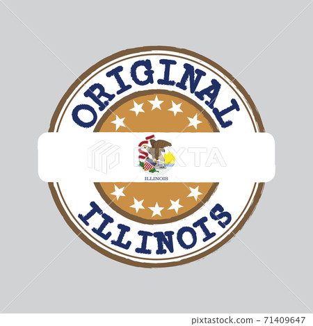 Vector Stamp of Original logo and Tying in the middle with Illinois flag, the states of America. Vector Stamp of Original logo and Tying in the middle with Illinois flag, the states of America. 71409647