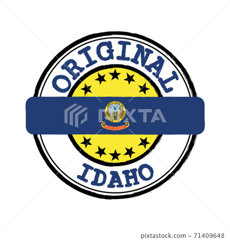 Vector Stamp of Original logo and Tying in the middle with Idaho flag, the states of America. Vector Stamp of Original logo and Tying in the middle with Idaho flag, the states of America. 71409648