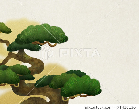 Japanese paper and pine background-there are multiple variations 71410130