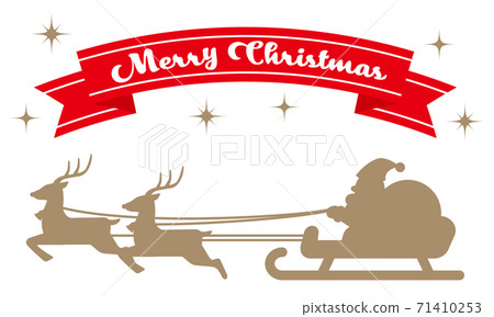 馴鹿和聖誕老人的聖誕飾品和金色陰影插圖/白色背景 馴鹿和聖誕老人的聖誕飾品和金色陰影插圖/白色背景 71410253