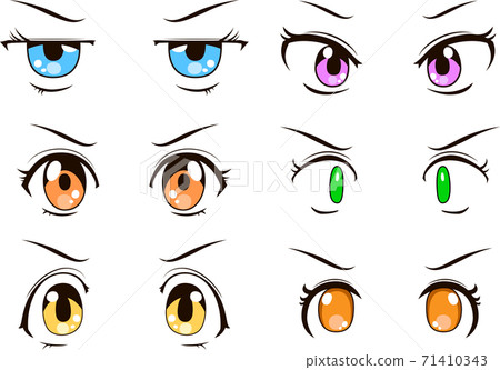 動漫風格的眼睛可愛漂亮的女孩動漫卡通憤怒不滿 71410343