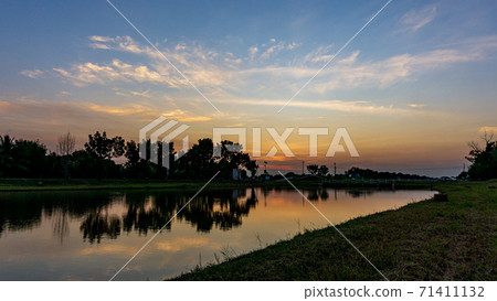 beautiful sunset on the field beautiful sunset on the field 71411132