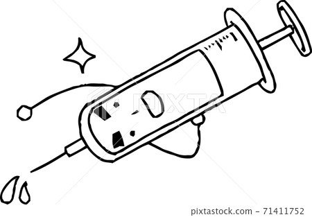 Syringe Medical device Vaccine Hand drawn illustration 71411752