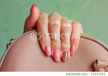 Acrylic nails before the correction. Unsightly manicure. 71413763