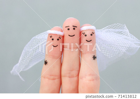 Fingers art of happy people. Plural marriage. Fingers art of happy people. Plural marriage. 71413812