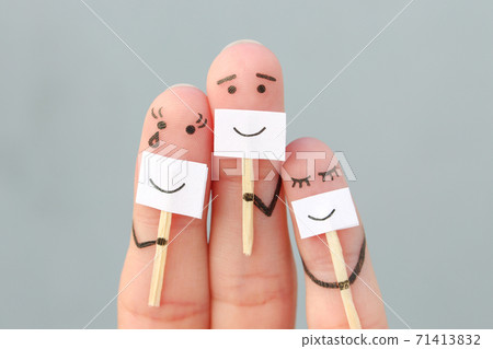 Fingers art of family. Concept of people hiding emotions. 71413832