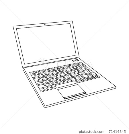 Laptop computer. Black and white icon isolated... - Stock Illustration ...