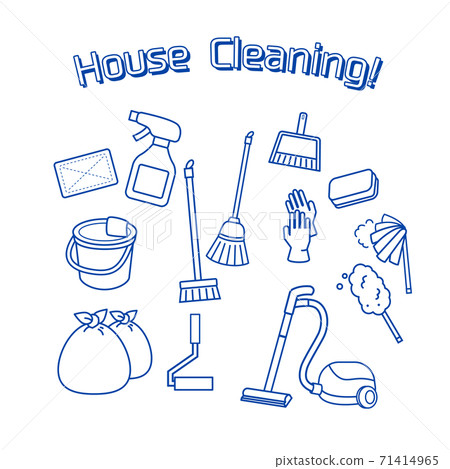 Illustration set of cleaning tools 71414965