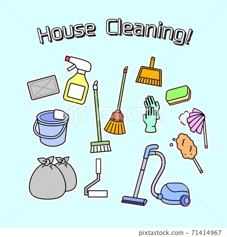 Illustration set of cleaning tools 71414967