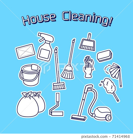 House cleaning tools stock illustration. Illustration of home - 73545184