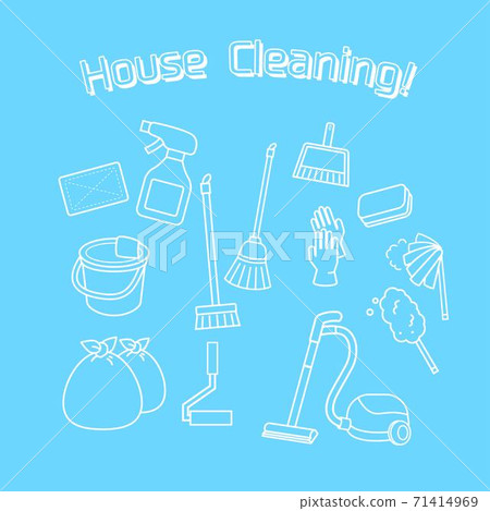 Illustration set of cleaning tools 71414969