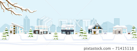 Winter cityscape-horizontal residential area in the suburbs 71415118