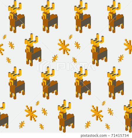 Seamless geometric pattern with the image of Christmas snowflakes, balls and deer. Vector design for holiday web banner, business presentation, brand package, fabric, print, wallpaper, postcards. Seamless geometric pattern with the image of Christmas snowflakes, balls and deer. Vector design for holiday web banner, business presentation, brand package, fabric, print, wallpaper, postcards. 71415734