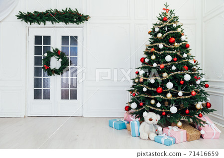 New Year's Background Christmas Tree decor interior postcard 2021 New Year's Background Christmas Tree decor interior postcard 2021 71416659