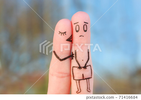 Fingers art of couple. Concept of impotence. 71416684